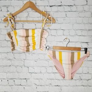 Aerie Pink and Yellow Striped Bikini